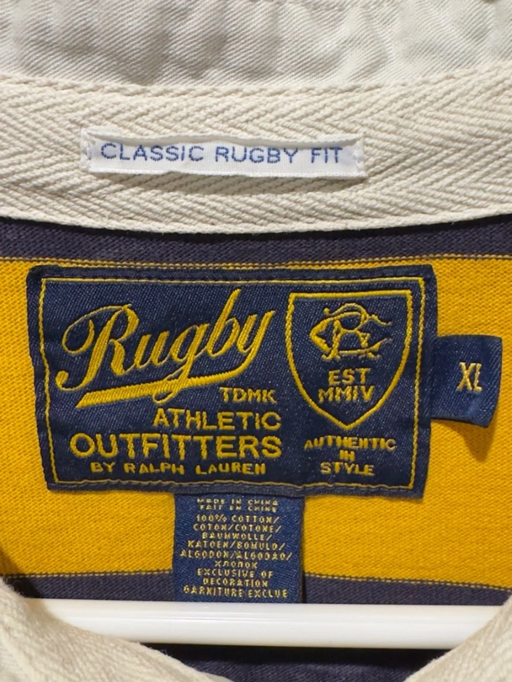 RARE Rugby Ralph Lauren XL Number 10 Classic Rugby Fit Yellow Navy